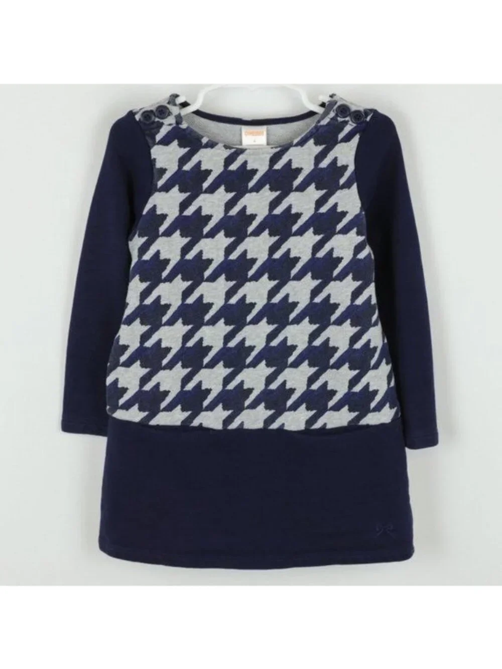 Gymboree Girls Size 4 Blue Gray Houndstooth Crewneck Lightweight Sweatshirt